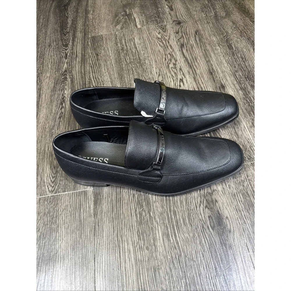 Guess Slip On Loafers Men's 10.5 Black Square Toe Dress Shoes